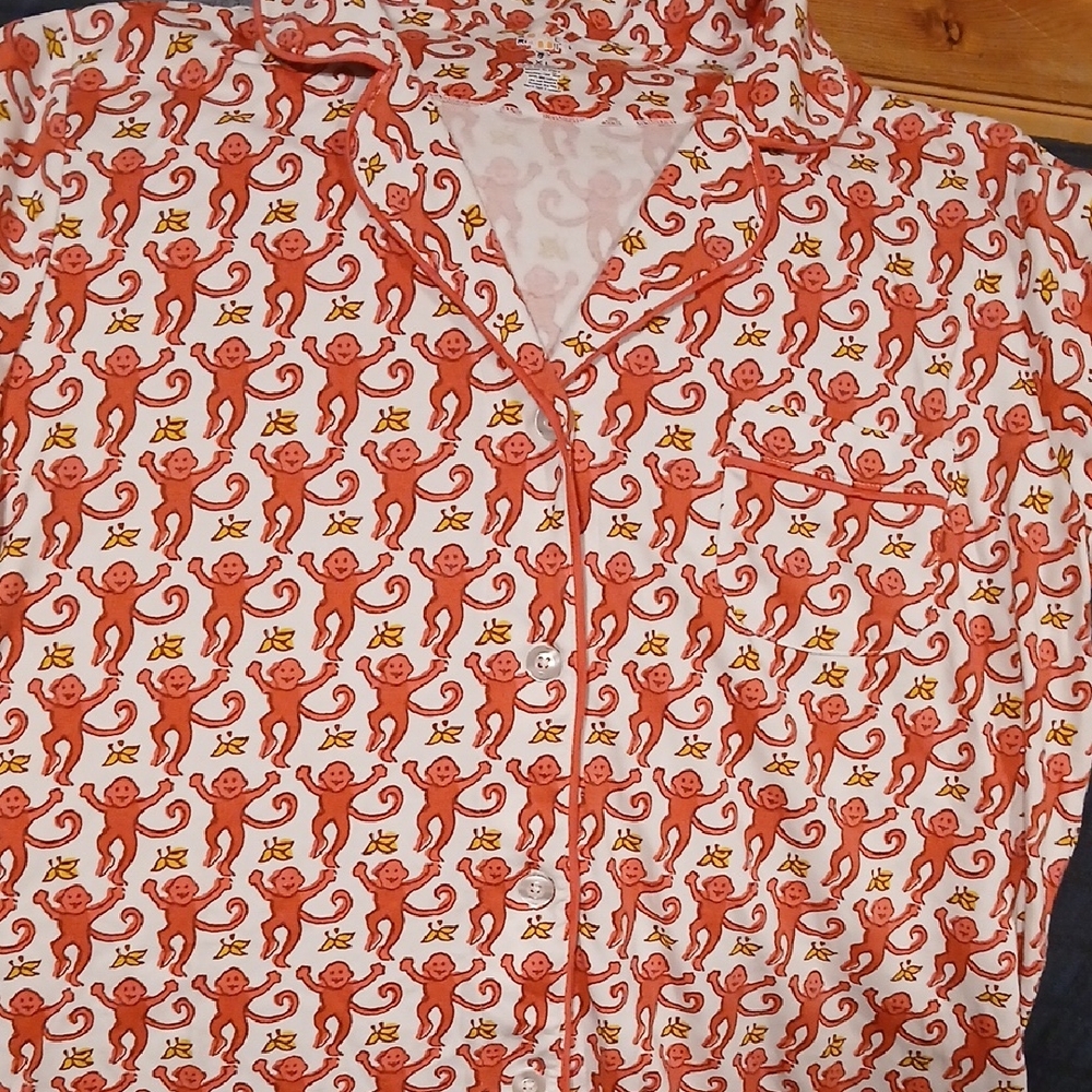 Roller Rabbit Orange Monkey Print Matching Set.